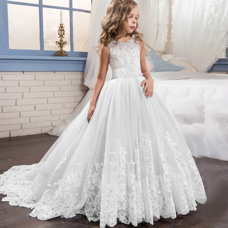 Элегантное платье принцессы для девочек 4-14 лет; свадебные платья для девочек; вечернее платье для дня рождения; одежда для детей; Vestido