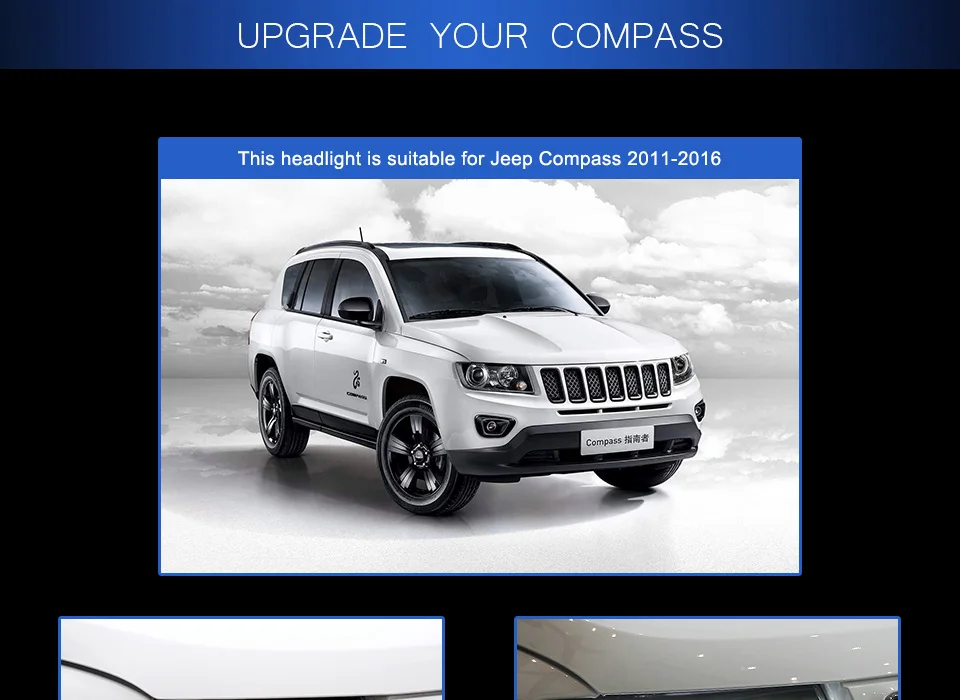 AKD тюнинг Автомобильные фары для Jeep Compass 2011- светодиодные фары DRL ходовые огни Биксеноновые противотуманные фары