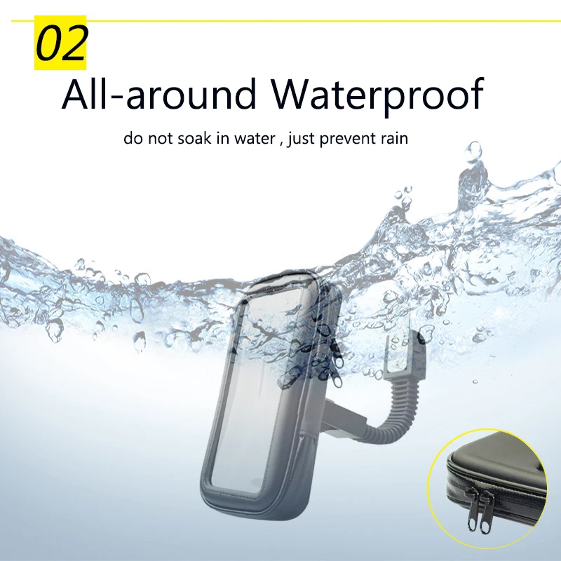 Fimilef Motorcyle Car Rearview Mirror Mount Bag Phone Holder Phone GPS Waterproof Case Phone Bag Stand Waterproof Touch Screen (16)
