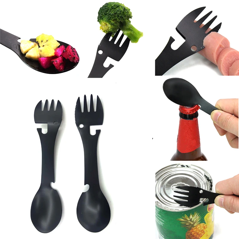 

Outdoor Tablewares multifunctional Cook Fork Bottle Opener Portable Spoon camping outdoor camping hiking Safety & Survival Tools