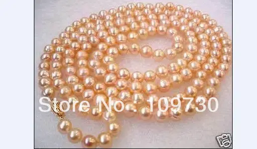 

Jewelry 001740 36INCH genuine set of 8-9MM SOUTH SEA PINK PEARL NECKLACE 14KGP