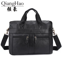 QiangHao натуральная кожа Портфели 1" ноутбук сумка мужская бизнес сумка через плечо сумка/сумки на плечо для мужчин