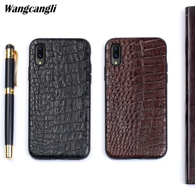 

Wangcangli High-end custom leather natural crocodile skin abdomen all-inclusive mobile phone case for For vixo x21 phone case