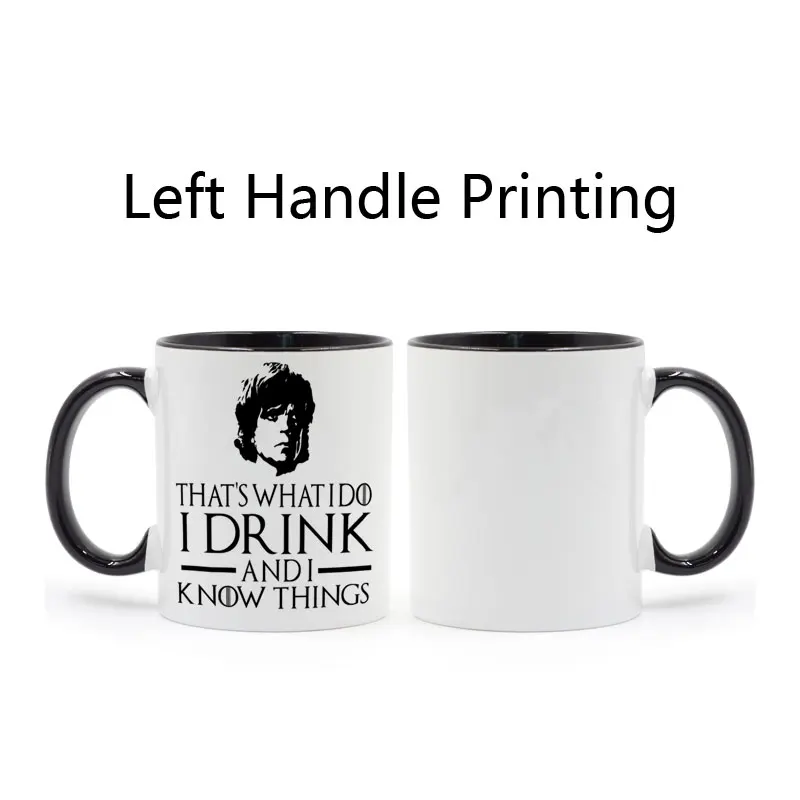 Игра престолов I Drink and I know things» забавная кружка черная ручка черный внутри Кофе творческая керамическая кружка подарки 11 oz C214