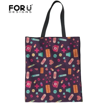 

FORUDESIGNS Environmental Protection Mom Shopping Bag NURSE Women Handbags Tote Canvas Bags Reusable Shopper Bags for Female Bag