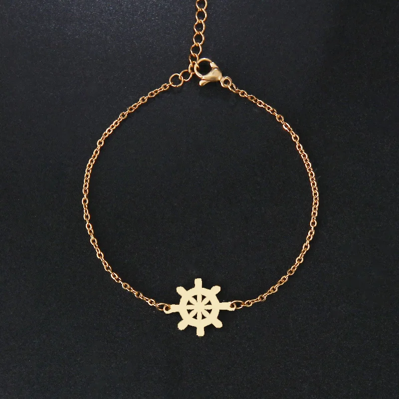 CACANA Stainless Steel Bracelet For Women Man Rudder Gold And Silver Color Pulseira Feminina Lover's Engagement Jewelry