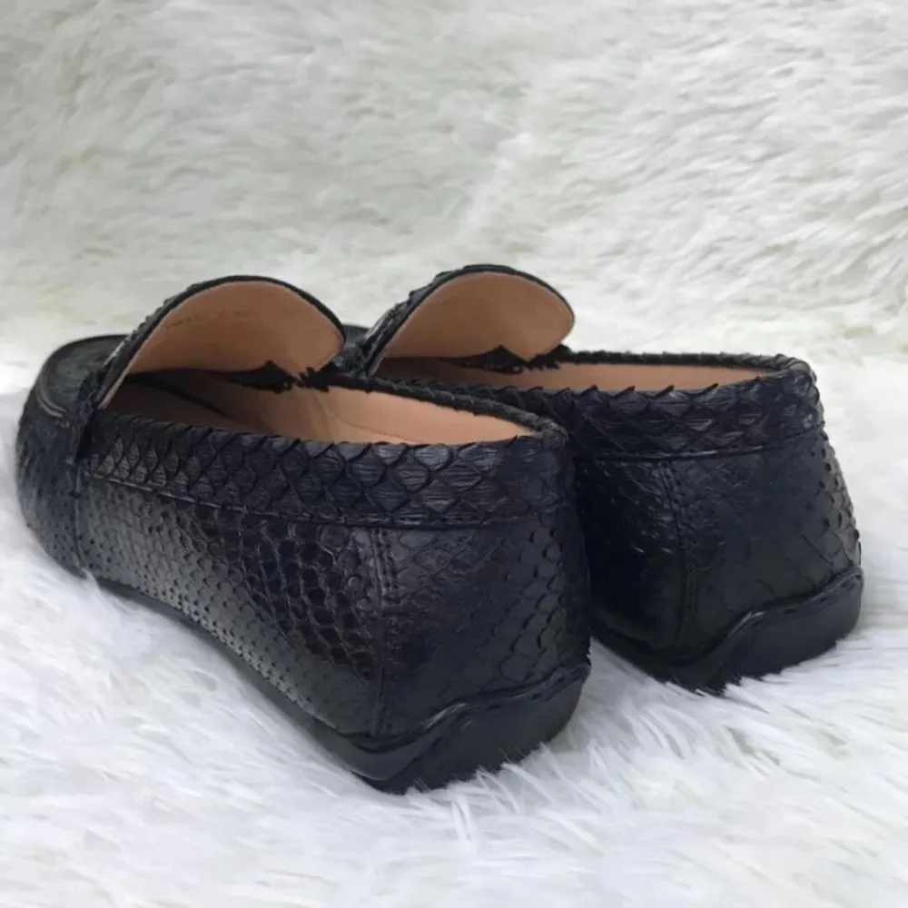 Из натуральной кожи питона модная мужская обувь для отдыха высокое качество змеиной кожи черный цвет Мужская обувь кроссовки с коровой внутри