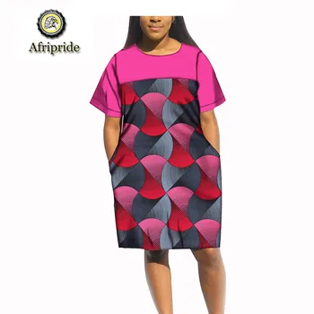 

2019 african dresses for women AFRIPRIDE spring&autumn adshiki bazin riche ankara print casual o-neck dress S1825065