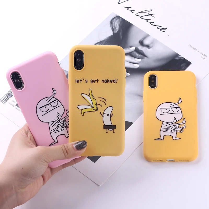 

Memes Cartoon Finger Funny Banana Soft Silicone Candy Phone Case Capa Fundas Coque For iPhone 11 6 8 8Plus X XS Max 7 7Plus XR