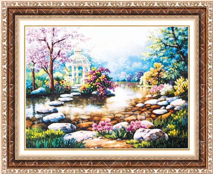

DIY Unfinish 3D Cross Stitch Ribbon Embroidery Set Embroidery Paintings Kits Landscape Needlework Free Gift Free Mail Top Grade