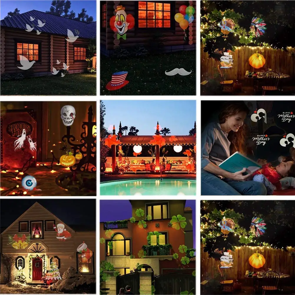 

15 Kinds Of Patterns Christmas Rotating Projector Spotlights _WK
