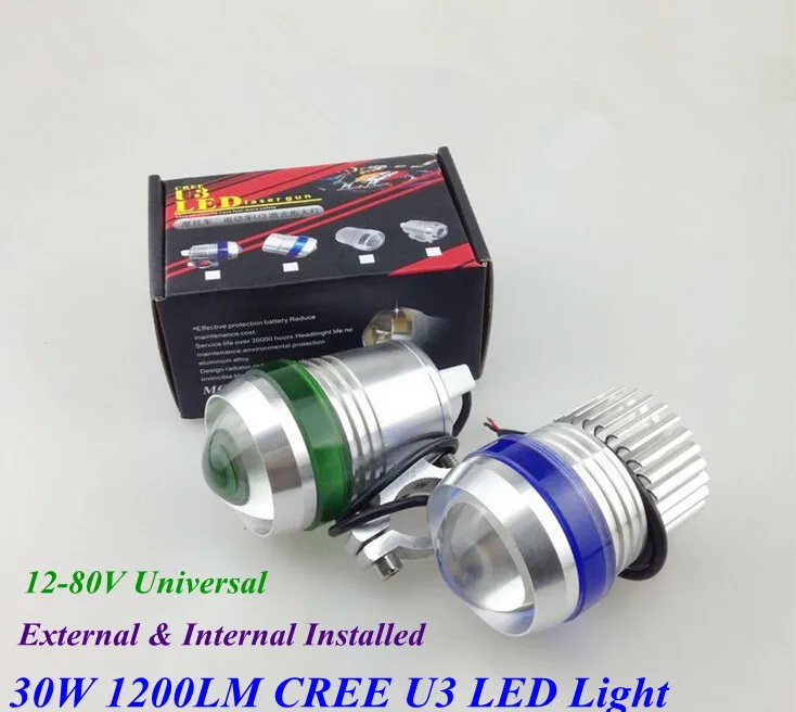 20 штук 12 V 30 W 1200LM Cree U3 светодиодный автомобиля мотоцикла дальнего света Противотуманные пятно лампы головного света с ангельские глаза гало кольца