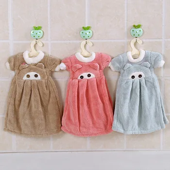 

Creative Cartoon Bear Water Absorbent Towel Thick Coral Fleece Multipurpose Super Absorbent Hanging Towels Home Kitchen Supplies