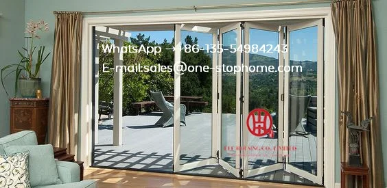  Aluminum alloy hurricane impact bi-fold door designfolding doors with internal shutter and blindsou
