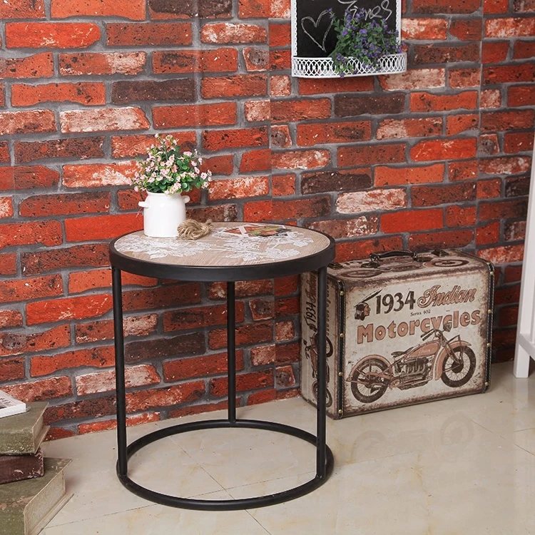 Industrial simple wind modern minimalist metal round tea table living room sets three leisure tea table retro coffee table Industrial simple wind modern minimalist metal round tea table living room sets three leisure tea table retro coffee table