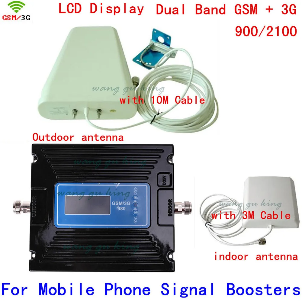 ЖК-дисплей! Двухдиапазонный GSM 900 МГц повторитель 2G 3G 2100 сигнала для сотового