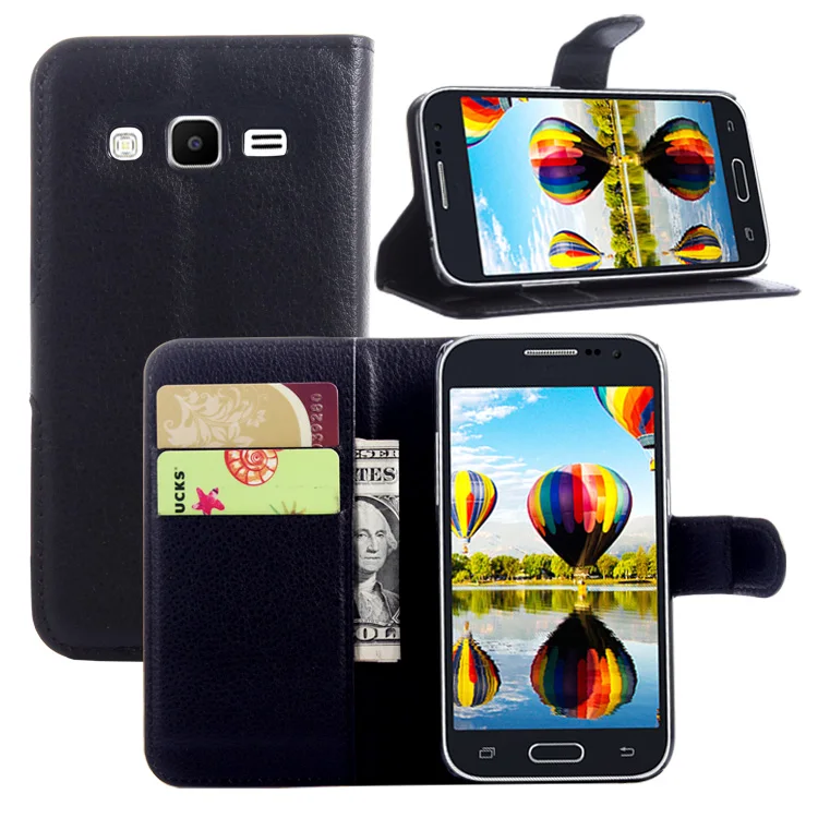 Кожаный чехол книжка с бумажником для Samsung Galaxy Core Prime VE G360 G361 G360H G361H кожаный