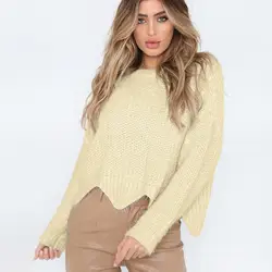 100% хлопок свитеры для женщин Повседневное одноцветное для 2019 осень зима новые джемпер с длинными рукавами дамы пуловеры