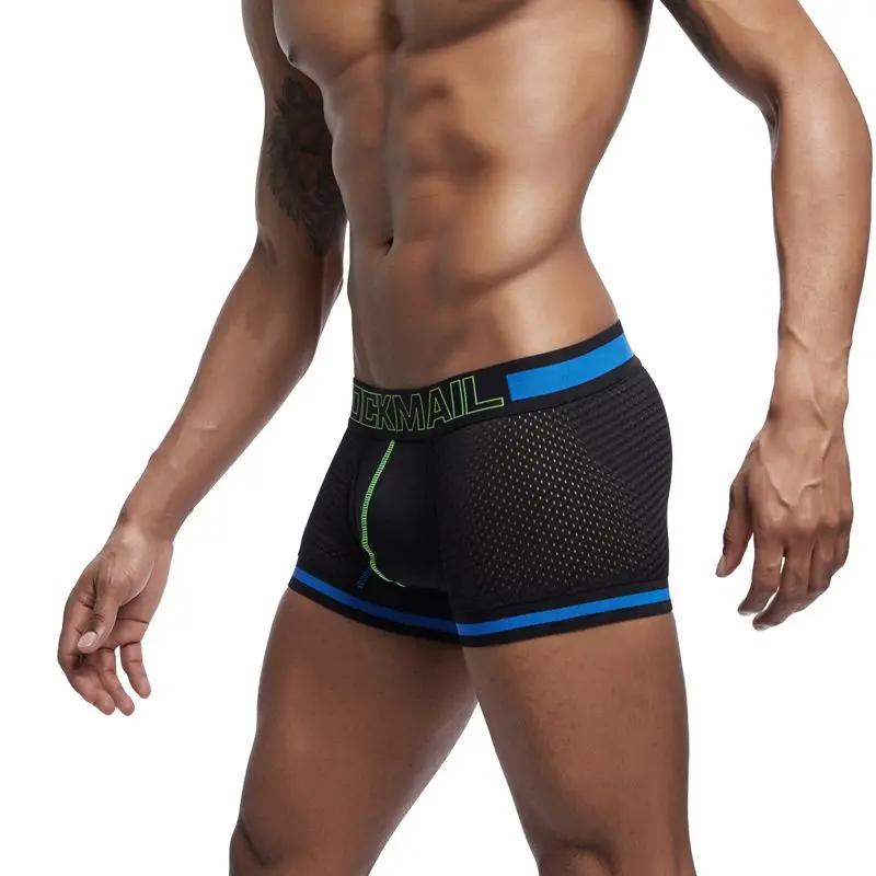 JOCKMAIL Boxers Elasticity Mesh Underwear Men Boxers Homme Cueca Boxer Shorts Sexy Mens Pouch Boxers Male Underpants Gay Pantie sexy men's panties