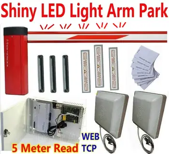 

Shiny LED Light arm's Car Parking Barrier gate for Car Entry+Exit Automatic 0- 5 meter UHF RFID PVC Card+ABS tag+Attach Sticker