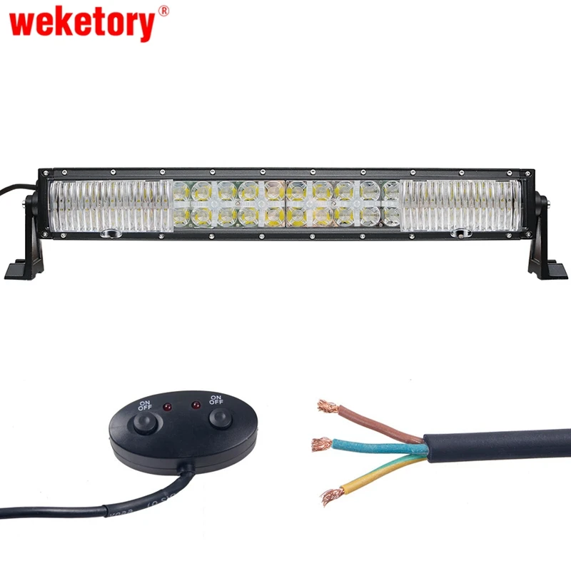 

weketory 7D 10LED DRL 22 inch 200W LED Work Light Bar for Tractor OffRoad 4WD 4x4 Truck SUV ATV Spot Flood Combo Beam 12V 24v