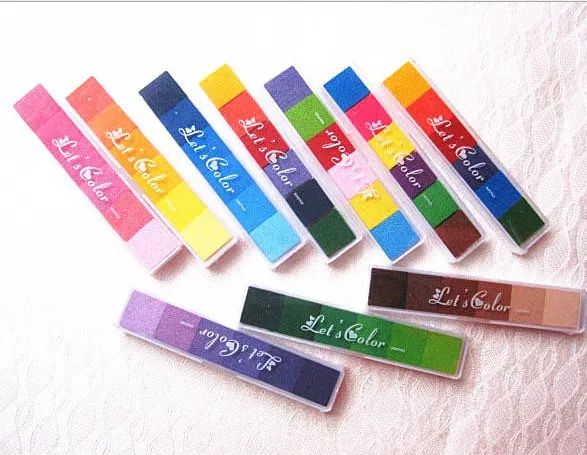 2017 Newest Non-Toxic Gradient Color Ink Pad Inkpad Rubber Stamp Oil Based Finger Print Nice Gift for Children Stamp DIY Art