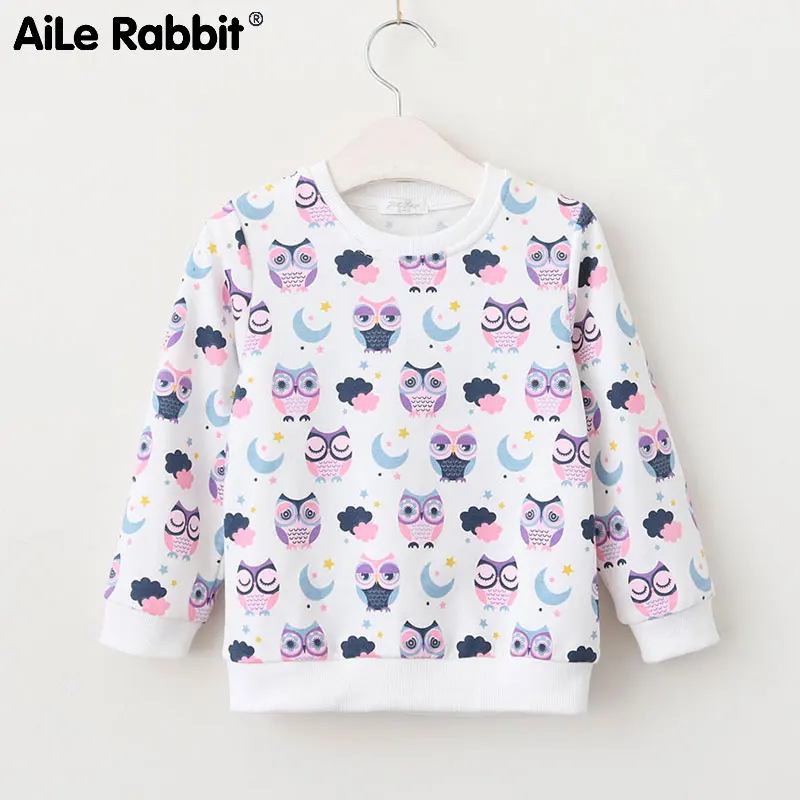 

AiLe Rabbit 2018 New Arrival Children's Clothing Clothes Boys & Girls Cartoon Owl Long-sleeved T-shirt Sweater Fashion Tops k1