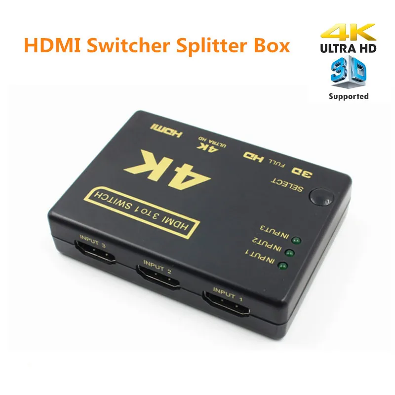 Мини HDMI усилитель переключатель, 3 порта 4 к* 2 к коммутатор сплиттер коробка Ultra HD для DVD HDTV Xbox PS3 PS4