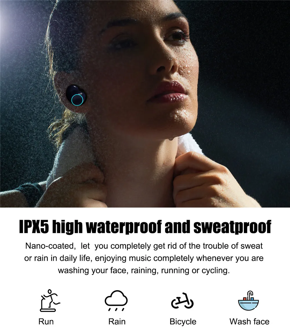 ONIKUMA T3 TWS True Wireless Headphones Bluetooth 5.0 Earphones Cordless Sports Earbuds Headsets Handsfree with Microphone (9)