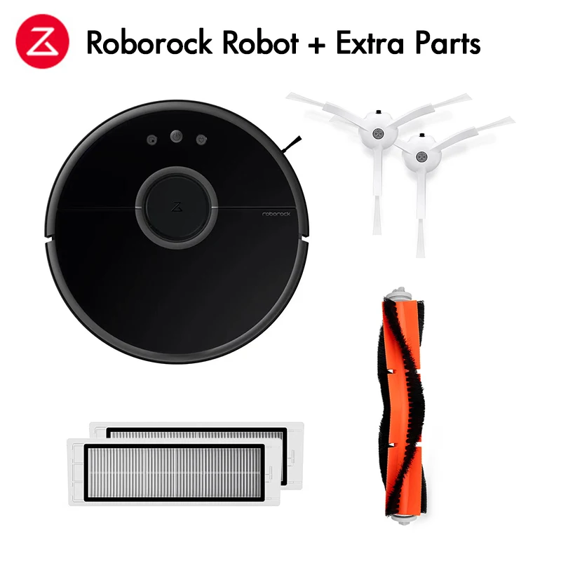 Black Add Extra Part Roborock S50 S55 робот Xiao mi пылесос 2 для домашней умной уборки влажной уборки mi Ковер пыли автоматический подметание беспроводной - Цвет: Black Add Extra Part