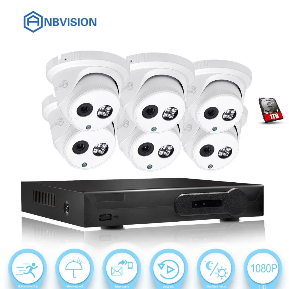 Anbvision 8CH 1080 P HDMI H.265 сетевой видеорегистратор POE IP CCTV Системы камера 6 шт. 2.0MP купол