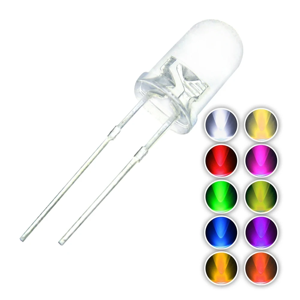 

100pcs/lot F5 10 Colors 5MM Round Green/Yellow/Blue/White/Red/Warm White/Orange/Purple/Pink/Yellow Green LED Light Diode Kit