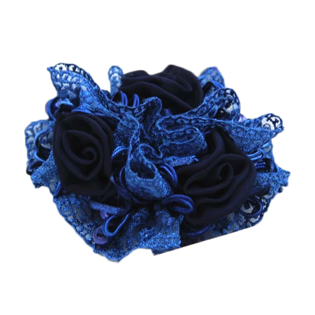 Новое поступление Женская Роскошная Цветочная кружевная лента элегантные эластичные резинки для волос хороший качественный конский хвост держатель для волос веревки аксессуары для волос - Цвет: Синий
