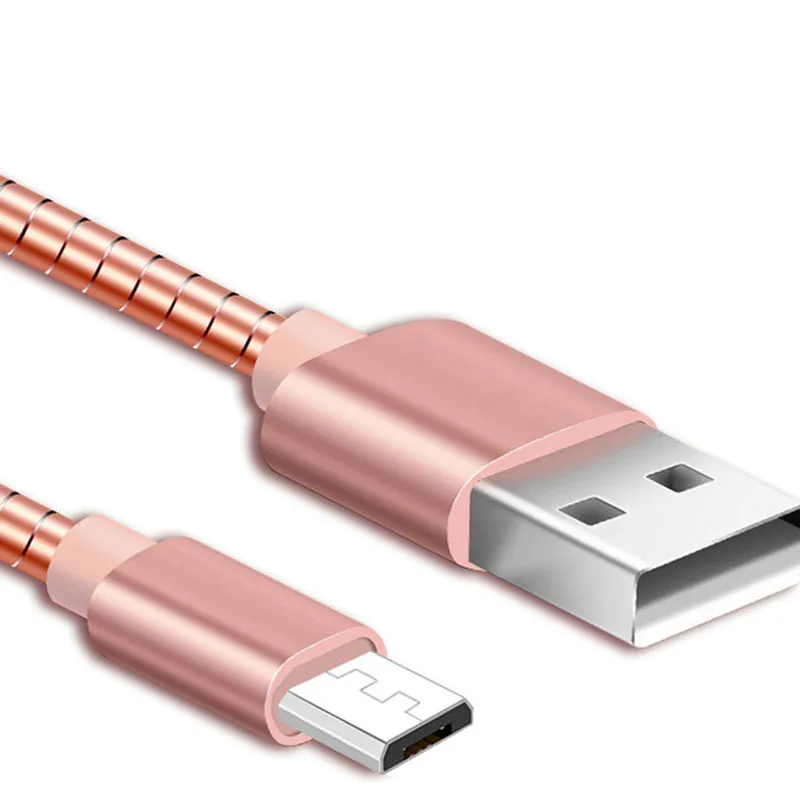 

USB Micro Cable New Metal Spring Data Cable Android Mobile Phone Charging Cord USB Male To Micro USB