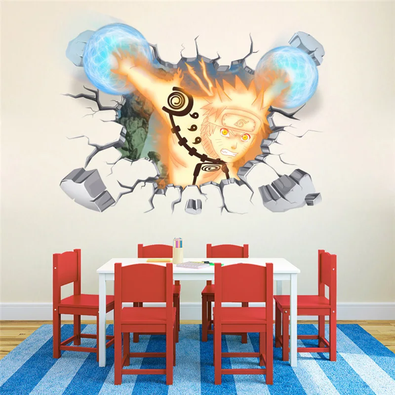 

Big Size!! 90*60cm Naruto Sticker 3D Visual Effect Wallpaper Uzumaki Naruto Uchiha Itachi Sasuke Nine Tail Mode Stickers