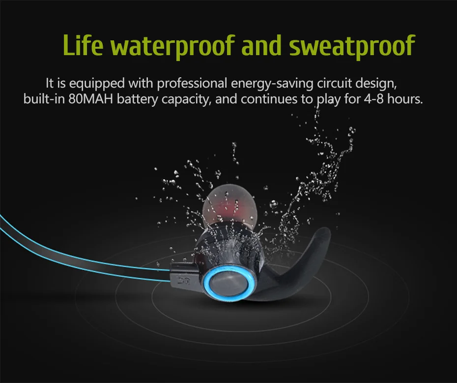 Sports Bluetooth Headset Wireless In-ear Earbud Headphone With Built-in Microphone SweatProof Earphone for IPhone Xiaomi AMW-810 (6)