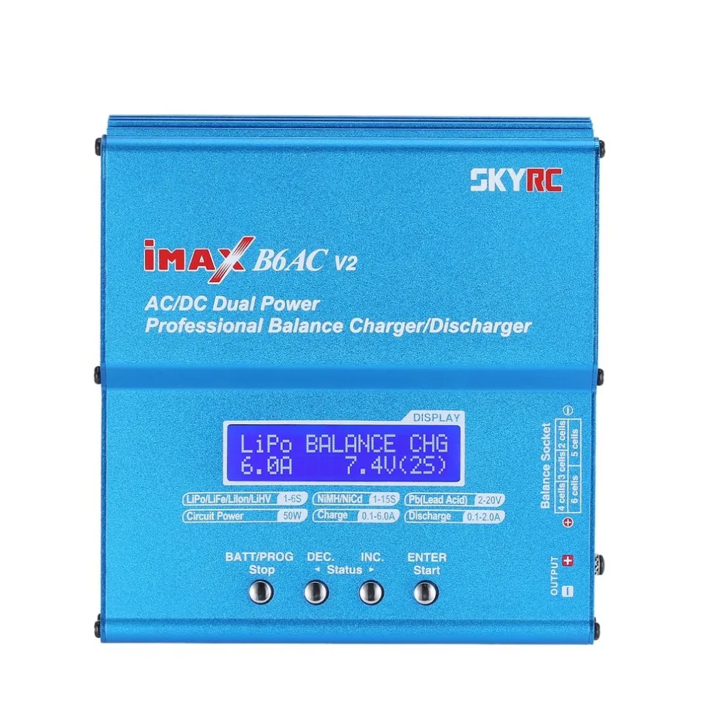 SKYRC iMAX B6AC V2 6A 50 Вт AC/DC Lipo NiMH Pb Зарядное устройство/разрядник с адаптером ЖК дисплей