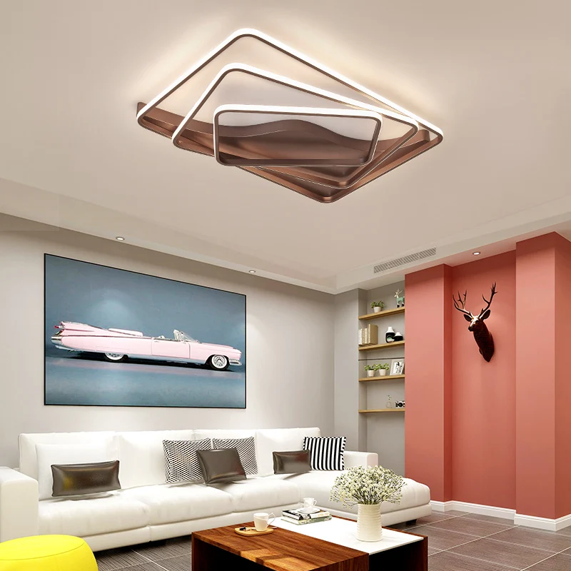 

Rectangle Dimmable Modern led Chandelier For Living Room Bedroom Study Room Square Remote Controller Chandelier Fixtures
