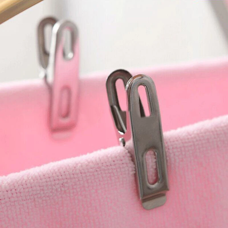 20pcs Stainless Steel Towel Clothes Pegs Clip Hang Pins Laundry Clamps Windproof