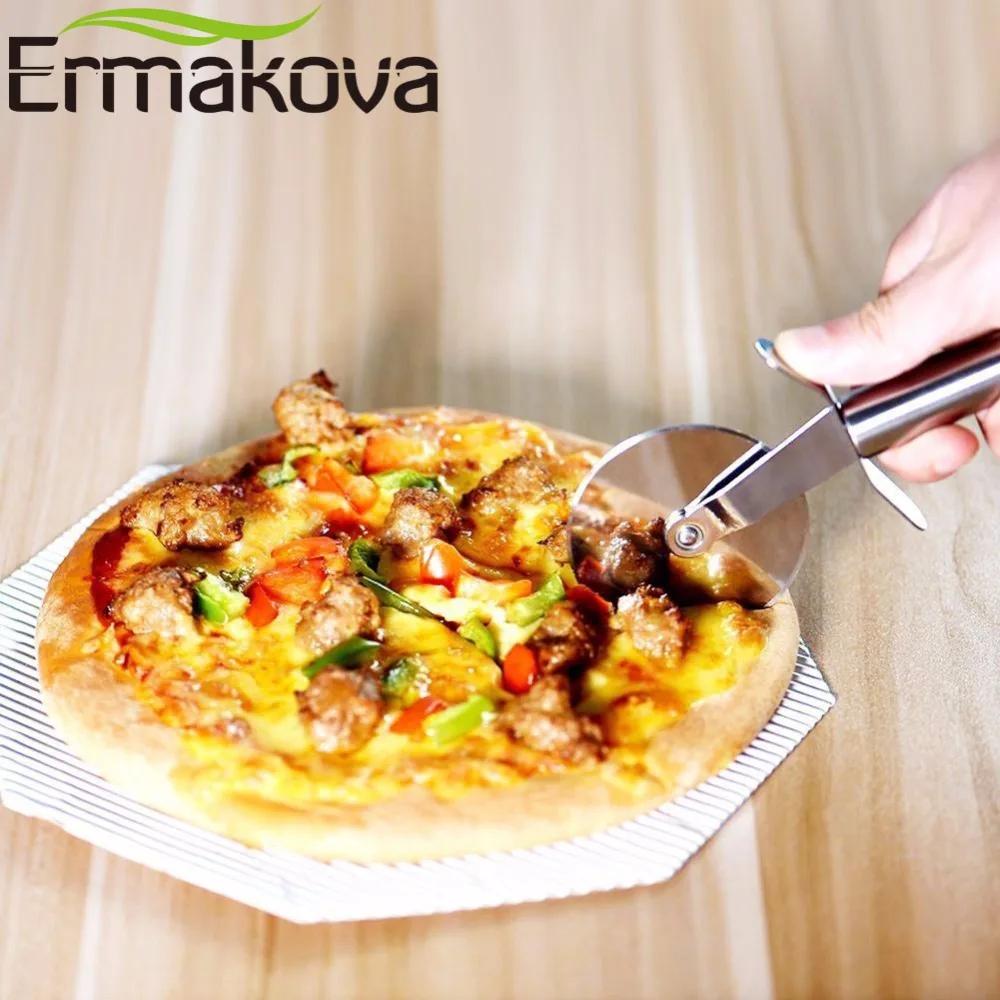 ERMAKOVA Pizza Cutter Stainless Steel Pizza Knife Cake Bread Pies Round Knife Cutter Pizza Tool Pizza Wheels Cooking Tool