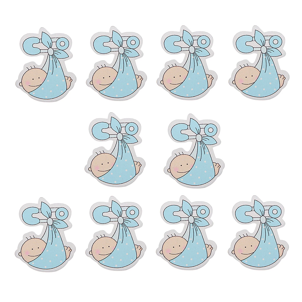 20pcs Baby Style Wooden Embellishment for Card Making Baby Shower Decor Blue