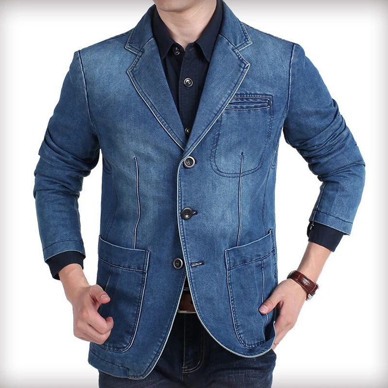 Летние мужские джинсовые куртки 4XL Плюс Размер европейские мужские джинсы пальто свободный джинсовый костюм куртки молодой человек пальто