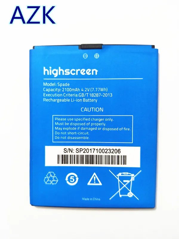 

AZK NEW Spade 2100mah battery for Highscreen Spade mobile phone High Quality + valid tracking number