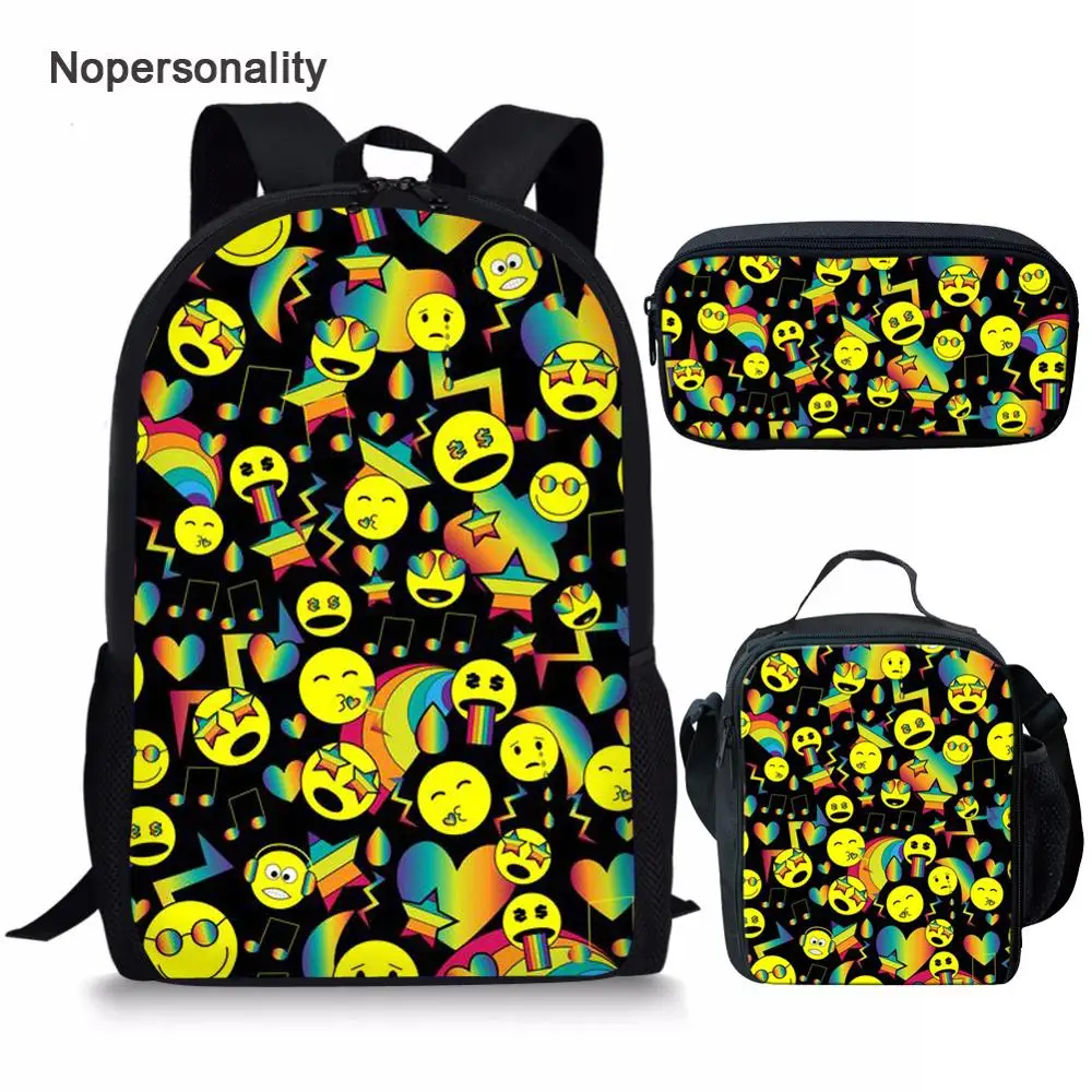 

Nopersonality Cute Emoji Smiley Face School Bag Set for Children Lovely Boys Girls Backpack in School Unique Kids School Bookbag