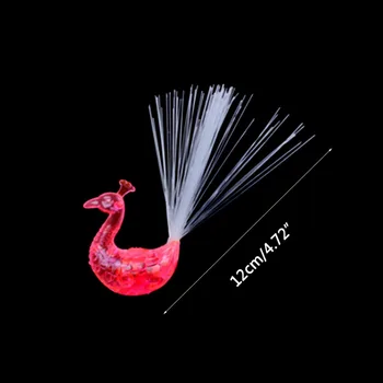 

Plastic Peacock Opening Tail Children LED Ring Color Changing Fiber Optic Fountain Halloween Christmas Party Decor 12cmx4.72in