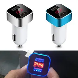 Автомобильное зарядное устройство двойной для смартфона с usb-портом светодиодный дисплей напряжения автомобильный прикуриватель