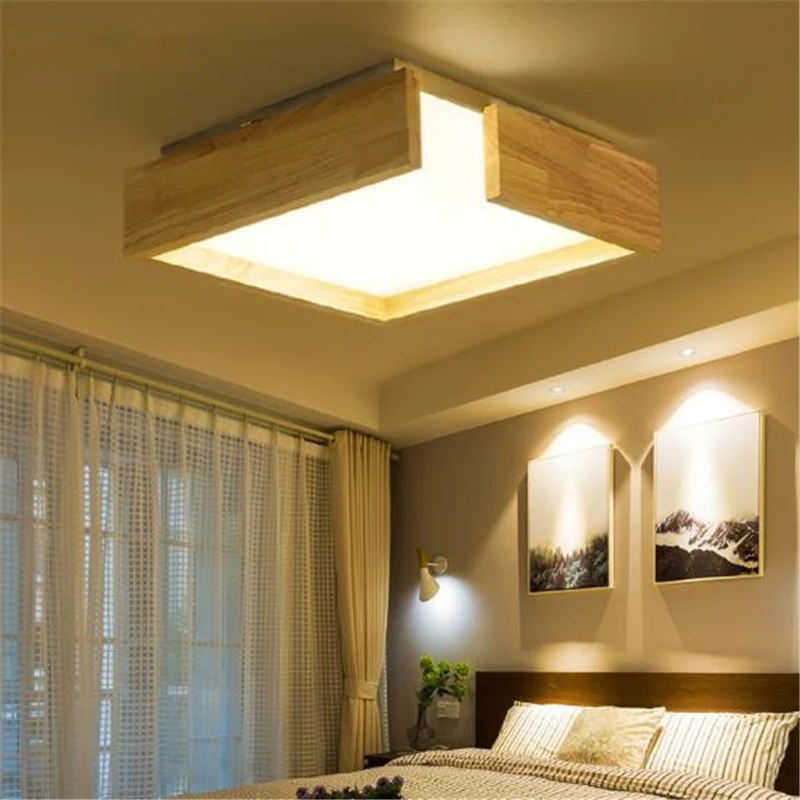 Japanese Simple LED Solid Wood Living Room Ceiling Light ...