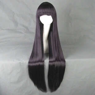 

HIGHSCHOOL OF THE DEAD Busujima Saeko Purple 100CM Long straight hair Cos Wig Cosplay party Wigs + Free Wig Cap