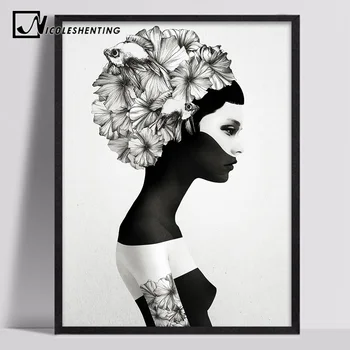 

Nordic Style Girl Posters and Prints Wall Art Canvas Abstarct Painting Wall Picture for Living Room Home Decor