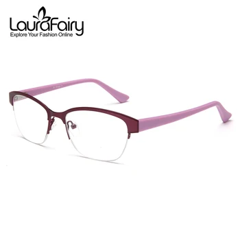 

Laura Fairy Eye Glasses Frames for Women Metal Designer Brand Semi Rimless Eyewear Frames 2016
